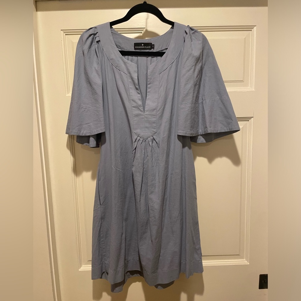 Pomander Place Blue Finley Flutter Sleeve Dress